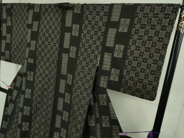 平和屋本店■極上　現代龍郷絣　本場大島紬　7マルキ　色紙間道　逸品　DZAB1450kh5