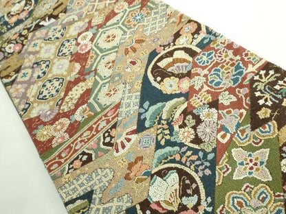 平和屋本店■最高級　中国三大刺繍　相良刺繍　総刺繍　袋帯　吉祥花蝶文　金糸　逸品　DZAB1466kh5