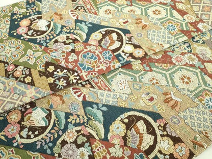 平和屋本店■最高級　中国三大刺繍　相良刺繍　総刺繍　袋帯　吉祥花蝶文　金糸　逸品　DZAB1466kh5