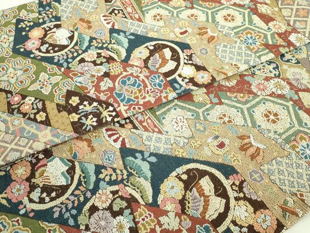 平和屋本店■最高級　中国三大刺繍　相良刺繍　総刺繍　袋帯　吉祥花蝶文　金糸　逸品　DZAB1466kh5
