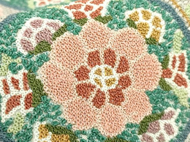 平和屋本店■最高級　中国三大刺繍　相良刺繍　総刺繍　袋帯　200万粒　総詰め　花唐草　逸品　DZAB1467kh5