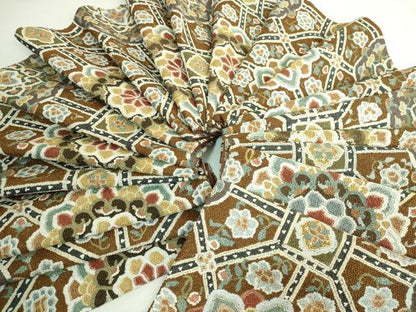 平和屋本店●最高級　中国三大刺繍　相良刺繍　総刺繍　袋帯　200万粒　総詰め　正倉院花文　逸品　DZAB1468kh5