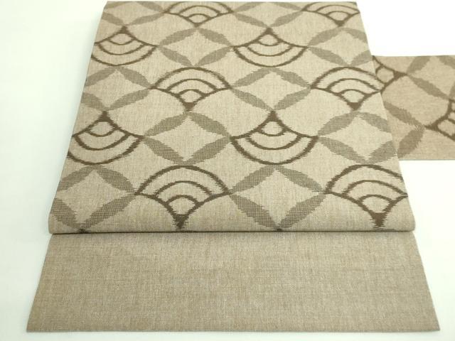 平和屋着物○極上 弓浜絣 九寸名古屋帯 青海波 綿 た