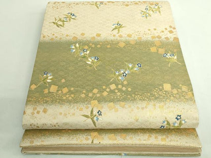 平和屋着物●極上 織楽浅野 太鼓柄袋帯 唐織 舞花文 金糸 逸品 未使用 DZAB1496kh5