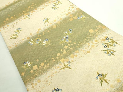 平和屋着物●極上 織楽浅野 太鼓柄袋帯 唐織 舞花文 金糸 逸品 未使用 DZAB1496kh5