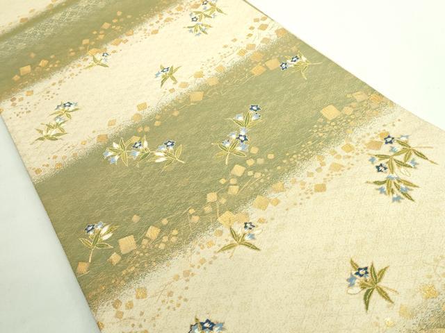 平和屋着物●極上 織楽浅野 太鼓柄袋帯 唐織 舞花文 金糸 逸品 未使用 DZAB1496kh5