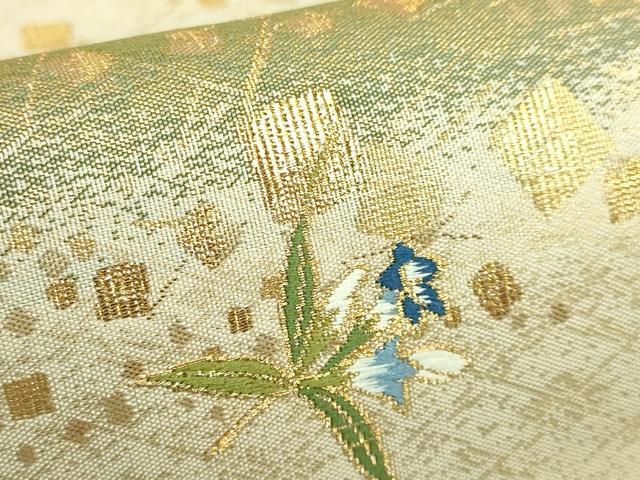 平和屋着物●極上 織楽浅野 太鼓柄袋帯 唐織 舞花文 金糸 逸品 未使用 DZAB1496kh5