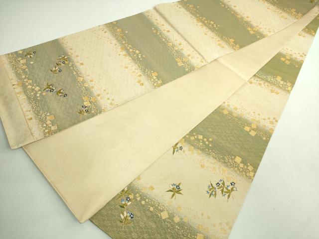 平和屋着物●極上 織楽浅野 太鼓柄袋帯 唐織 舞花文 金糸 逸品 未使用 DZAB1496kh5