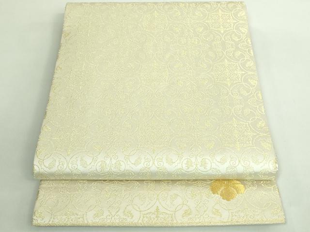 平和屋着物●極上 龍村美術織物 九寸開き名古屋帯 葡萄唐草文錦 金糸 逸品 DZAB1515kh5