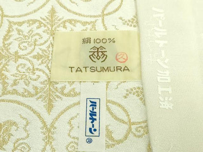 平和屋着物●極上 龍村美術織物 九寸開き名古屋帯 葡萄唐草文錦 金糸 逸品 DZAB1515kh5
