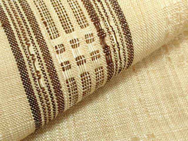 平和屋本店＊希少 夏物 人間国宝 平良敏子 喜如嘉の芭蕉布 九寸名古屋帯 花織 間道 証紙付き 逸品 DZAB1521kh5