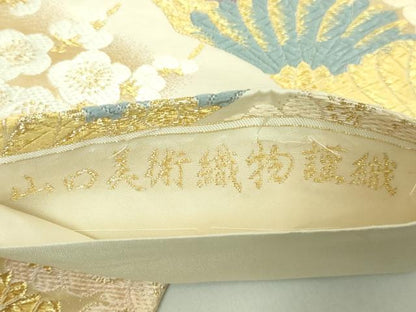 平和屋着物●極上 山口美術織物 皇室 伊勢神宮御用 西陣織 六通柄袋帯 唐織 菊欅梅花文 金糸 逸品 DZAB1530kh5
