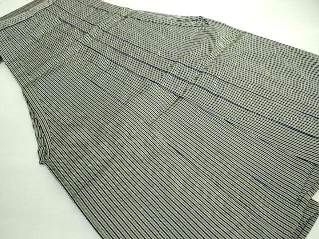 平和屋着物●極上　男性　馬乗り袴　精巧神代平　縞　反端付き　逸品　未使用　DZAB1533kh5