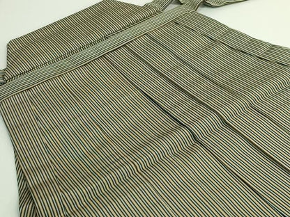 平和屋本店●極上　男性　人間国宝　甲田栄佑　精好仙台平　馬乗り袴　縞　逸品　DZAB1536kh6