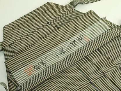 平和屋本店●極上　男性　人間国宝　甲田栄佑　精好仙台平　馬乗り袴　縞　逸品　DZAB1536kh6