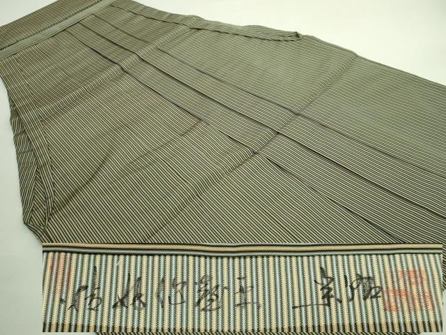平和屋本店●極上　男性　人間国宝　甲田栄佑　精好仙台平　馬乗り袴　縞　逸品　DZAB1536kh6