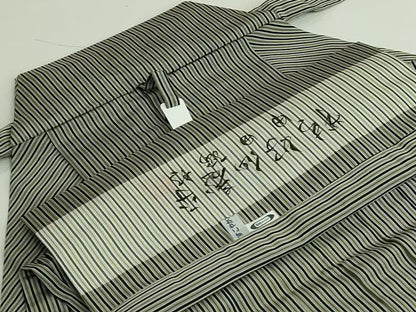 平和屋本店■極上　男性　銀座もとじ　人間国宝　甲田綏郎　精好仙台平　馬乗り袴　縞　証紙・反端付き　逸品　DZAB1541kh5