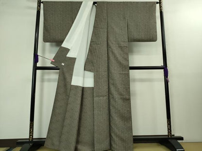 平和屋本店■極上　紋屋井関　御寮織　お召　鳳凰桐笹地紋　源氏鼠色　逸品　DZAB1554kh5