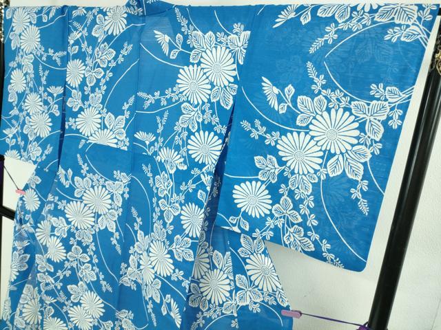 平和屋本店∴極上 夏物 竺仙 綿絽 浴衣 菊 逸品 DZAB1562kh6