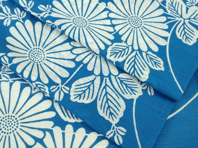 平和屋本店∴極上 夏物 竺仙 綿絽 浴衣 菊 逸品 DZAB1562kh6