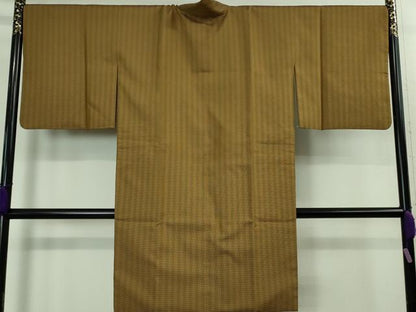 平和屋本店＃極上 山下八百子 本場黄八丈 市松綾織 紬 道中着 ロング丈 逸品 DZAB1583kh5