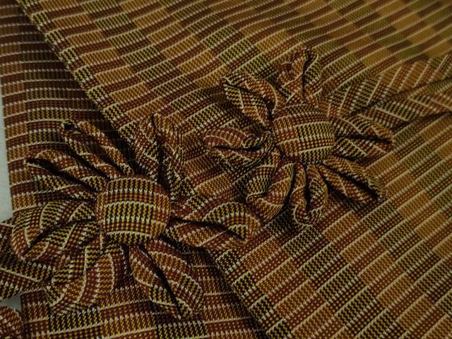 平和屋本店＃極上 山下八百子 本場黄八丈 市松綾織 紬 道中着 ロング丈 逸品 DZAB1583kh5