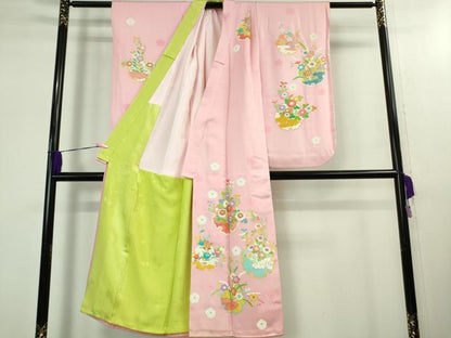 平和屋本店■極上　七五三 女の子 ７歳 祝着　襦袢(無双仕立て・半衿刺繍)セット　友禅　作家物　金彩　三越扱い　逸品　DZAB1588kh5