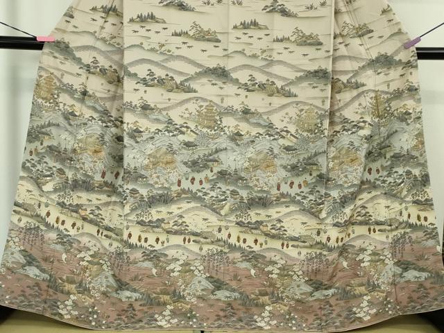 平和屋本店■極上　中国三大刺繍　スワトウ刺繍　汕頭刺繍　訪問着　平安人物風景　暈し染め　金糸　さが美扱い　逸品　DZAB1594kh5