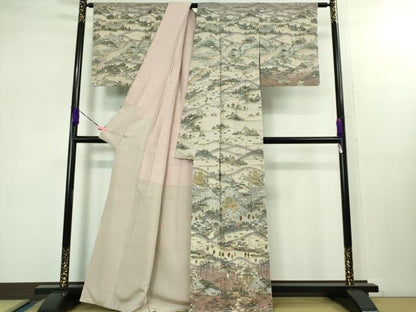 平和屋本店■極上　中国三大刺繍　スワトウ刺繍　汕頭刺繍　訪問着　平安人物風景　暈し染め　金糸　さが美扱い　逸品　DZAB1594kh5