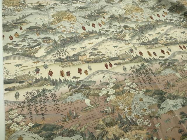 平和屋本店■極上　中国三大刺繍　スワトウ刺繍　汕頭刺繍　訪問着　平安人物風景　暈し染め　金糸　さが美扱い　逸品　DZAB1594kh5