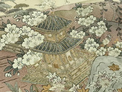 平和屋本店■極上　中国三大刺繍　スワトウ刺繍　汕頭刺繍　訪問着　平安人物風景　暈し染め　金糸　さが美扱い　逸品　DZAB1594kh5
