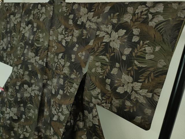平和屋本店●極上　本場大島紬 十八算 12マルキ 伝統工芸士 永長洋一 古代染色純泥染　草葉文　永長織物謹製　証紙付き　逸品　DZAB1600kh5