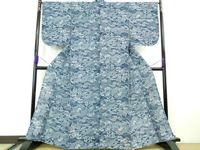 平和屋着物∴極上 夏物 浴衣 綿絽 風景山文 逸品 DZAB1601kh5