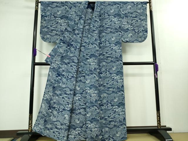 平和屋着物∴極上 夏物 浴衣 綿絽 風景山文 逸品 DZAB1601kh5