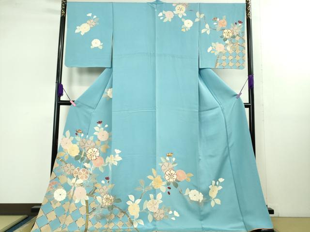 平和屋本店●極上　創業460年・千總　訪問着　駒刺繍　籬花文　天色地　金彩　逸品　DZAB1622kh5