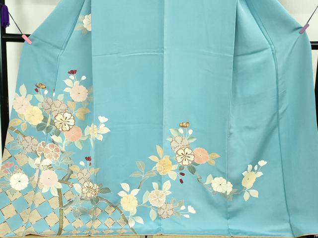 平和屋本店●極上　創業460年・千總　訪問着　駒刺繍　籬花文　天色地　金彩　逸品　DZAB1622kh5