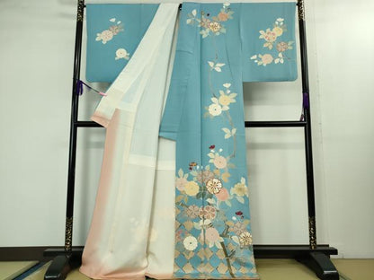 平和屋本店●極上　創業460年・千總　訪問着　駒刺繍　籬花文　天色地　金彩　逸品　DZAB1622kh5