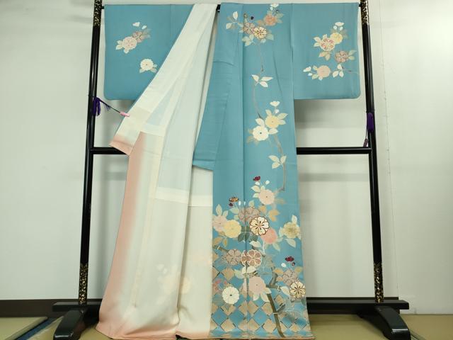 平和屋本店●極上　創業460年・千總　訪問着　駒刺繍　籬花文　天色地　金彩　逸品　DZAB1622kh5