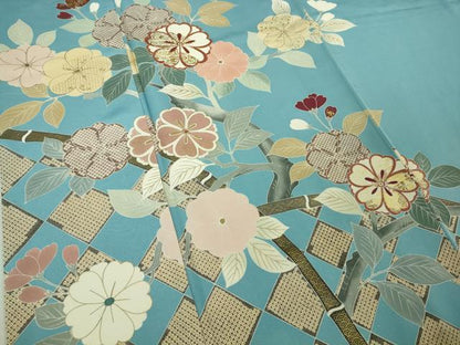 平和屋本店●極上　創業460年・千總　訪問着　駒刺繍　籬花文　天色地　金彩　逸品　DZAB1622kh5