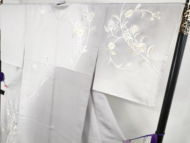 平和屋本店■極上　訪問着　総手刺繍　花唐草文　暈し染め　金糸　反端付き　逸品　未使用　DZAB1627kh5
