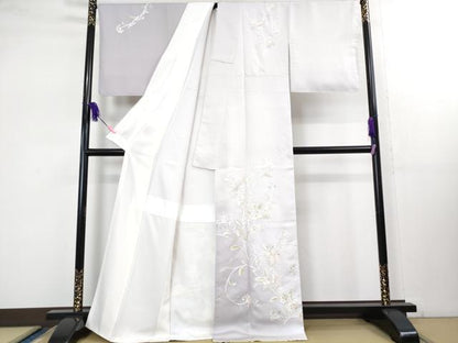 平和屋本店■極上　訪問着　総手刺繍　花唐草文　暈し染め　金糸　反端付き　逸品　未使用　DZAB1627kh5