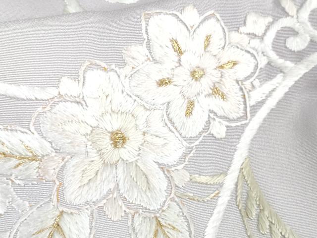 平和屋本店■極上　訪問着　総手刺繍　花唐草文　暈し染め　金糸　反端付き　逸品　未使用　DZAB1627kh5