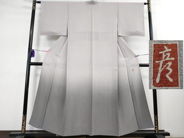 平和屋着物▽極上 十日町 加賀草木友禅の第一人者 田村哲彦 訪問着 単衣 間道地紋 暈し染め 逸品 DZAB1628kh5