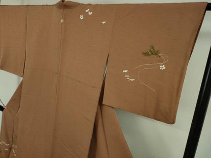 平和屋本店■極上　創業460年・千總　訪問着　刺繍　手描き　松竹梅　土器色地　金彩　逸品　DZAB1634kh5