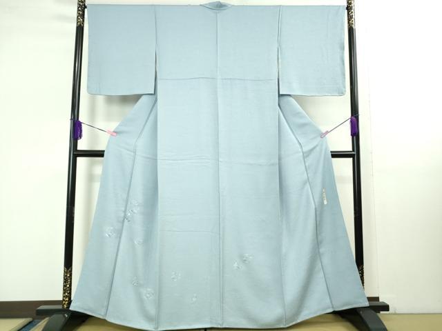 平和屋着物●極上　本加賀友禅作家　毎田健治　色留訪問着　総刺繍　花丸文　勿忘草色地　銀糸　逸品　未使用　DZAB1637kh5
