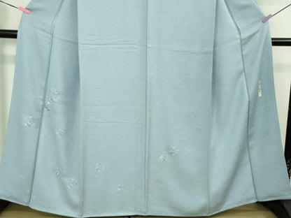平和屋着物●極上　本加賀友禅作家　毎田健治　色留訪問着　総刺繍　花丸文　勿忘草色地　銀糸　逸品　未使用　DZAB1637kh5