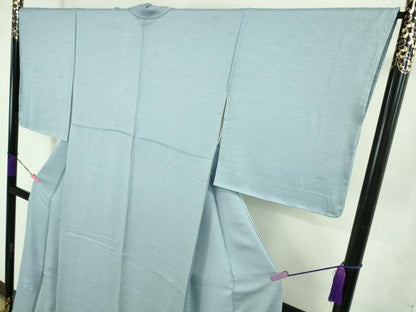平和屋着物●極上　本加賀友禅作家　毎田健治　色留訪問着　総刺繍　花丸文　勿忘草色地　銀糸　逸品　未使用　DZAB1637kh5