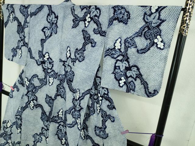 平和屋着物∴極上 夏物 浴衣 有松鳴海絞り 葡萄蔦の葉 綿 逸品 DZAB1641kh5
