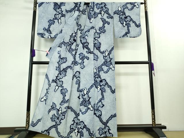 平和屋着物∴極上 夏物 浴衣 有松鳴海絞り 葡萄蔦の葉 綿 逸品 DZAB1641kh5
