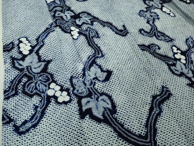 平和屋着物∴極上 夏物 浴衣 有松鳴海絞り 葡萄蔦の葉 綿 逸品 DZAB1641kh5